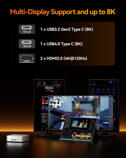 GEEKOM A8 Mini PC - Office & Creator Desktop, AMD Ryzen 7 8745HS (Beats 6800H), 1TB NVMe SSD, 16GB DDR5 RAM (Upgradable), Windows 11 Pro Mini Computer, USB4, SD Slot, 8K | WiFi 6E, 2.5G LAN