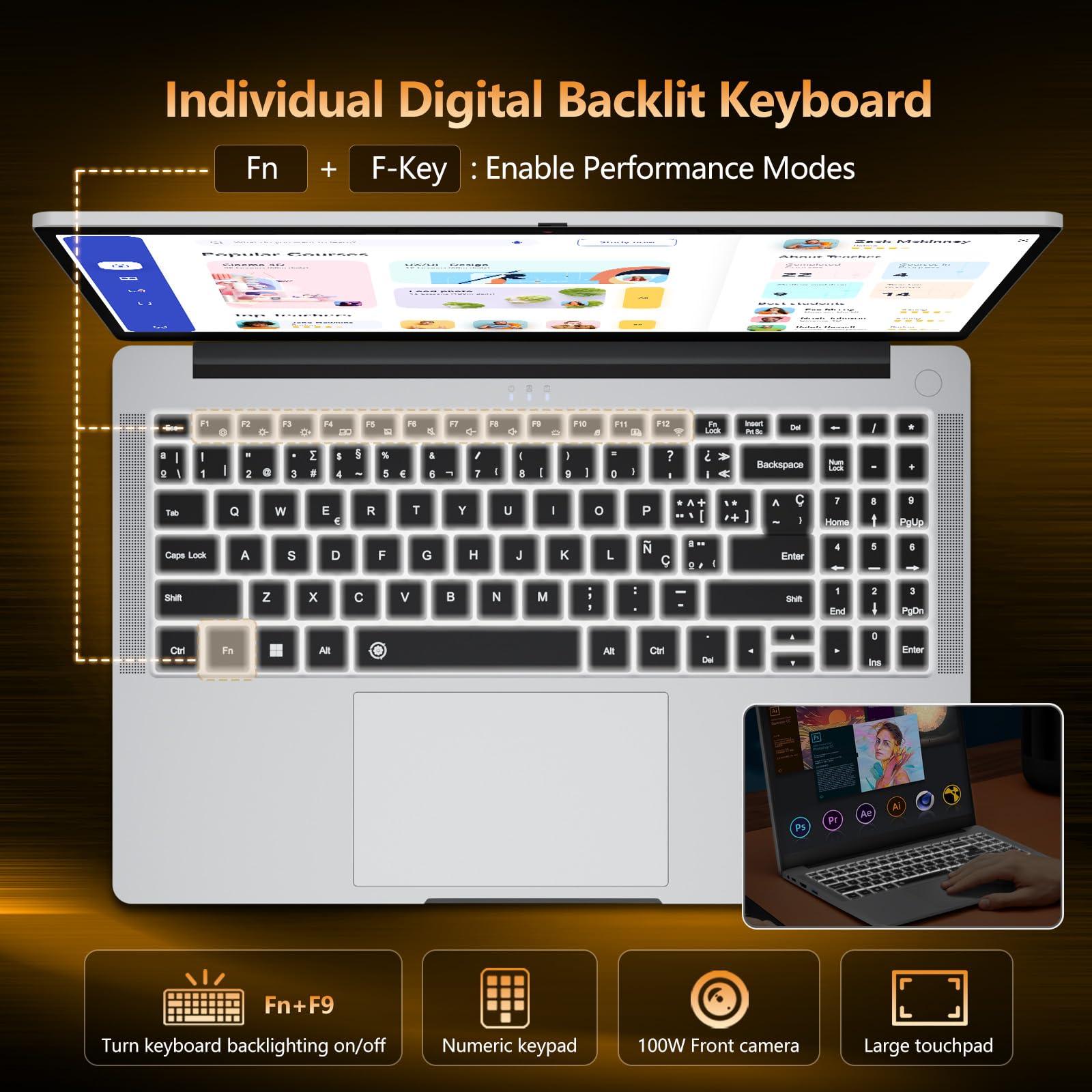 Laptop, AMD Ryzen 5 5500U Gaming Laptop, 15.6 Inch Laptop Computer with 16GB RAM 1TB SSD, AMD Radeon Lap top PC, Laptops with Backlit Keyboard, 1080P FHD, 55.2Wh Battery, Type-C, HDMI, Win 11 Pro
