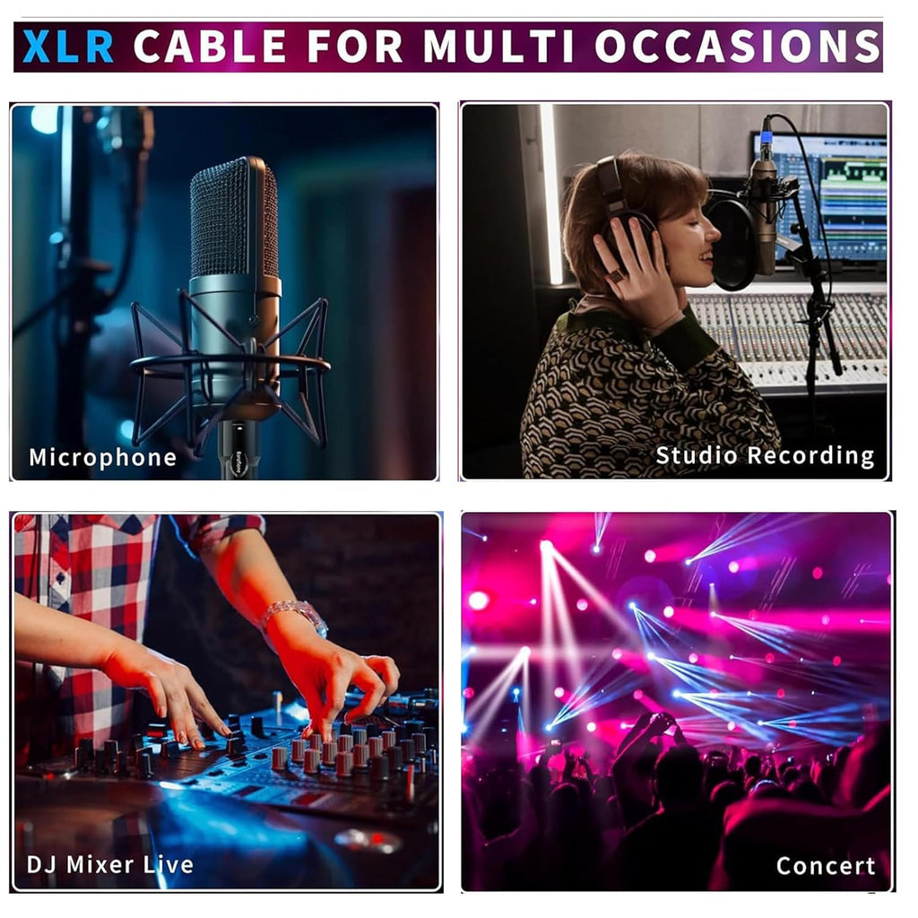 Baroflone XLR Cables, Microphone Cables 25ft 2Pack, Balanced XLR Speaker Cable 3-pins Gold-Plated Mic Cable Male to Female for Microphones, Stage Lighting, Speaker Systems and More
