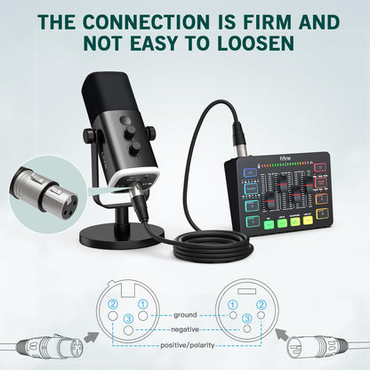 FIFINE XLR Cable, Microphone Audio Cable, 9.8ft Cable with Balanced 3 PIN, XLR Male to Female Cord, Compatible with XLR Microphone for Recording Podcast Streaming, Black-L9