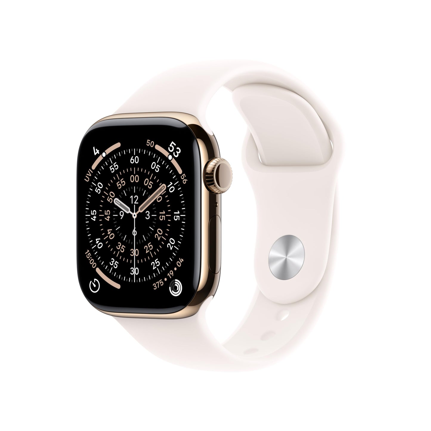 Apple Watch Series 11 [GPS + Cellular 42mm] Smartwatch with Gold Titanium Case with Light Blush Sport Band - S/M. Sleep Score, Fitness Tracker, Health Monitoring, Always-On Display, Water Resistant