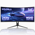KOORUI 34" Ultrawide Curved Gaming Monitor, 240Hz, WQHD 3440×1440, 1500R Immersive Display, Adaptive Sync, 1ms, DIC-P3 98%, HDR400, HDMI 2.1/DP 1.4, VESA, for PC Gaming, Work & Play