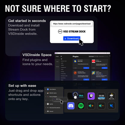 VSDINSIDE Macro Pad, Streaming Deck Stream Controller Soundboard Keypad, Programmable Keys USB Shortcut Keyboard for Gamer Streamer, Audio Mixer for OBS, YouTube, Office Desk Setup, PC, Mac