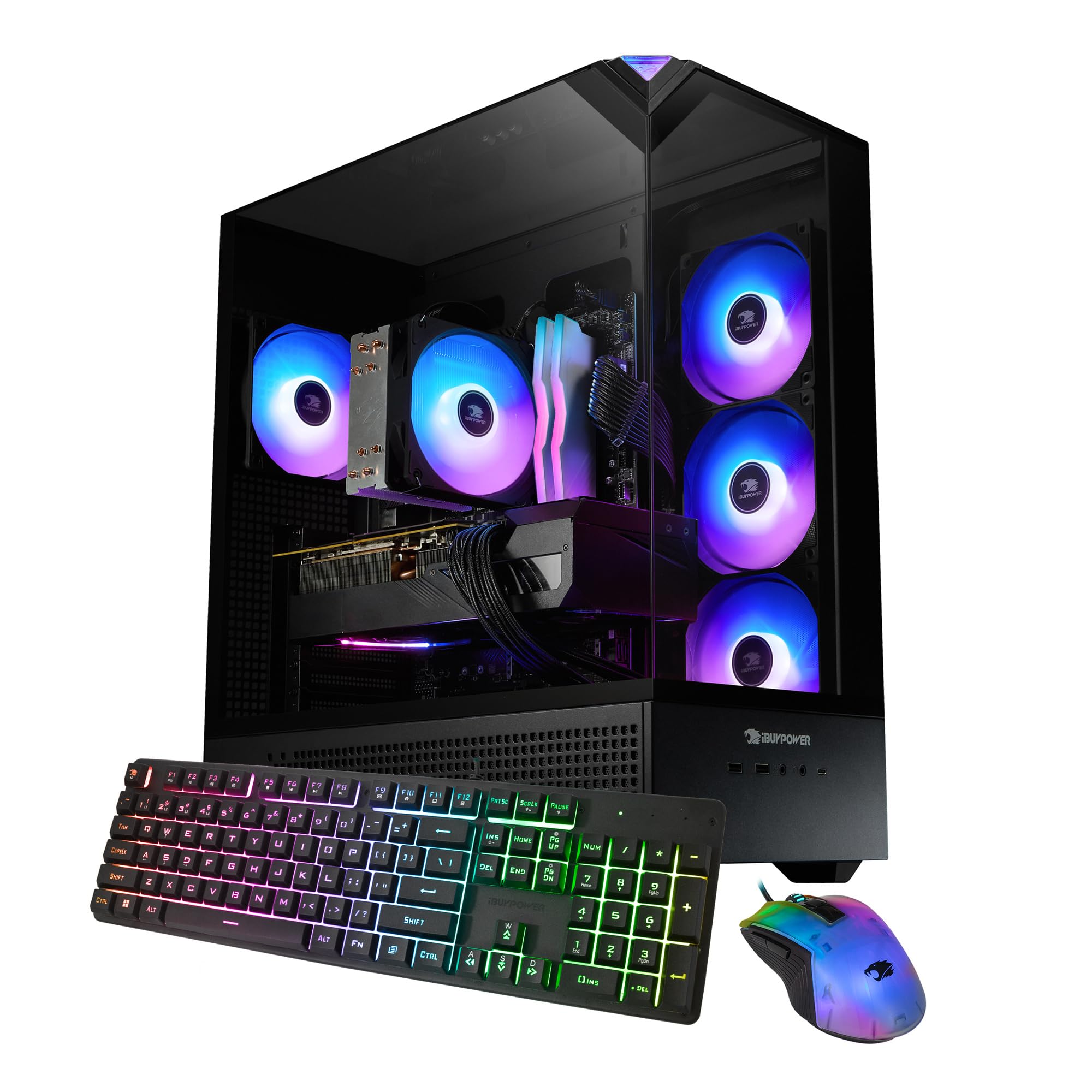 iBUYPOWER Element Gaming PC Desktop Computer Intel Core i7 14700F CPU, NVIDIA GeForce RTX 5070 12GB GPU, 32GB DDR5 RGB 5200MHz RAM, 1TB NVMe SSD, Windows 11 Home, Gamer Keyboard and Mouse - EBI7N5704