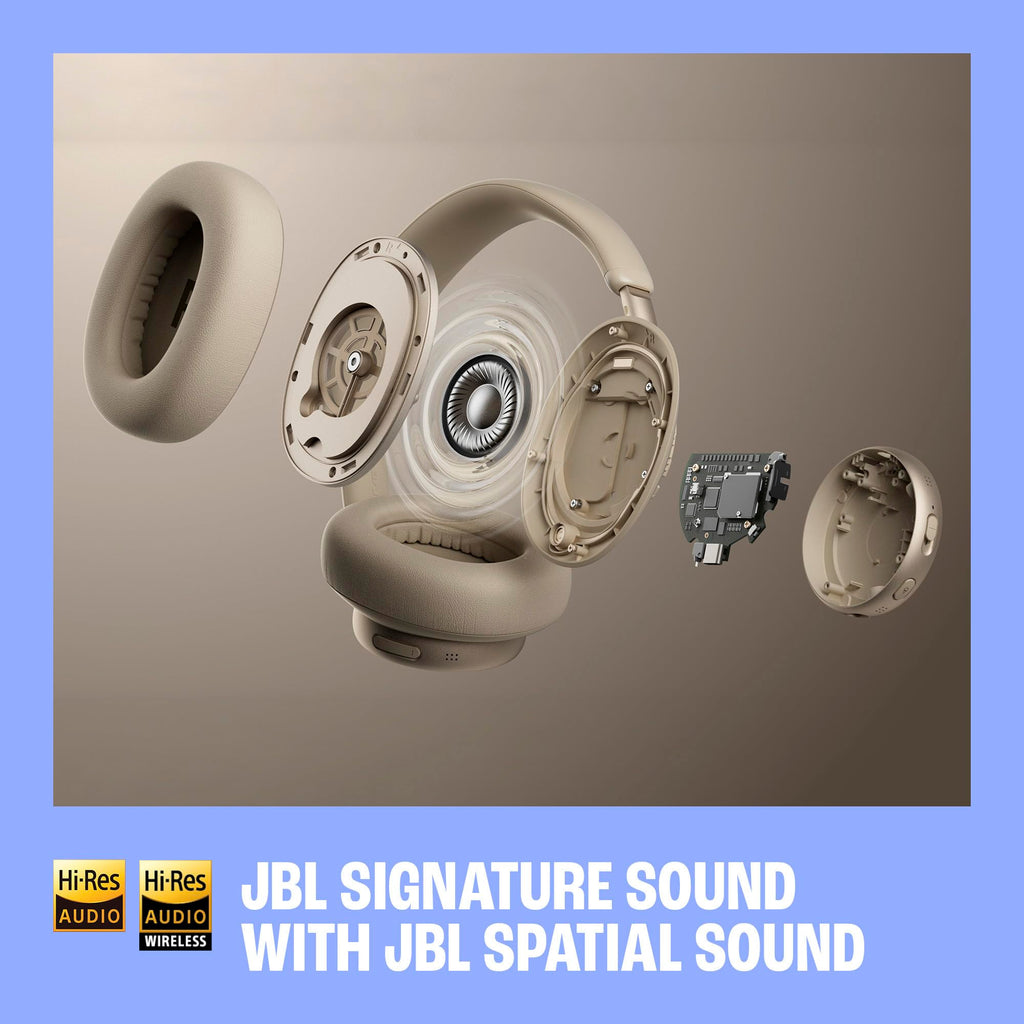 JBL Live 780NC - Wireless Over-Ear True Adaptive Noise Cancelling Headphones, JBL Signature Sound with Hi-Res Audio, 2-mic Perfect Calls 2.0 with AI-Trained Algorithm, & Personi-Fi 3.0 (White)