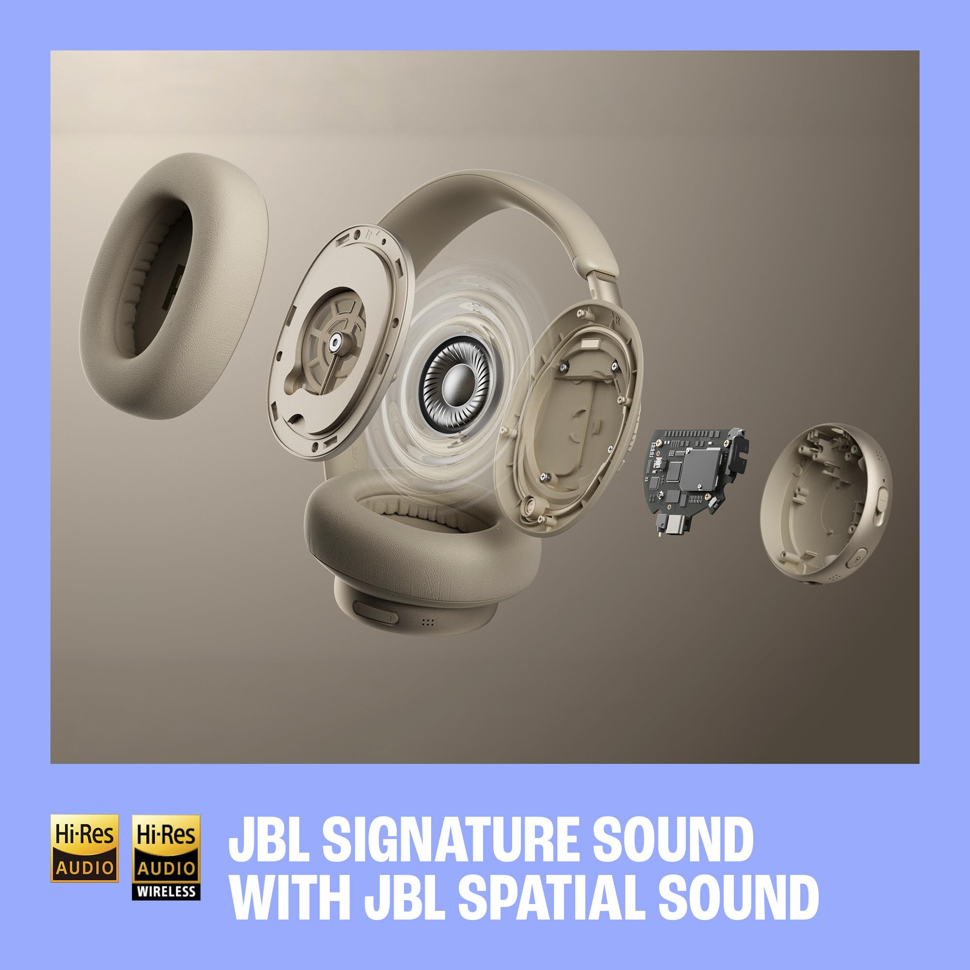 JBL Live 780NC - Wireless Over-Ear True Adaptive Noise Cancelling Headphones, JBL Signature Sound with Hi-Res Audio, 2-mic Perfect Calls 2.0 with AI-Trained Algorithm, & Personi-Fi 3.0 (White)