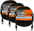 Gearlux XLR Microphone Cable, Fully Balanced, Male to Female, 50 Feet - 3 Pack