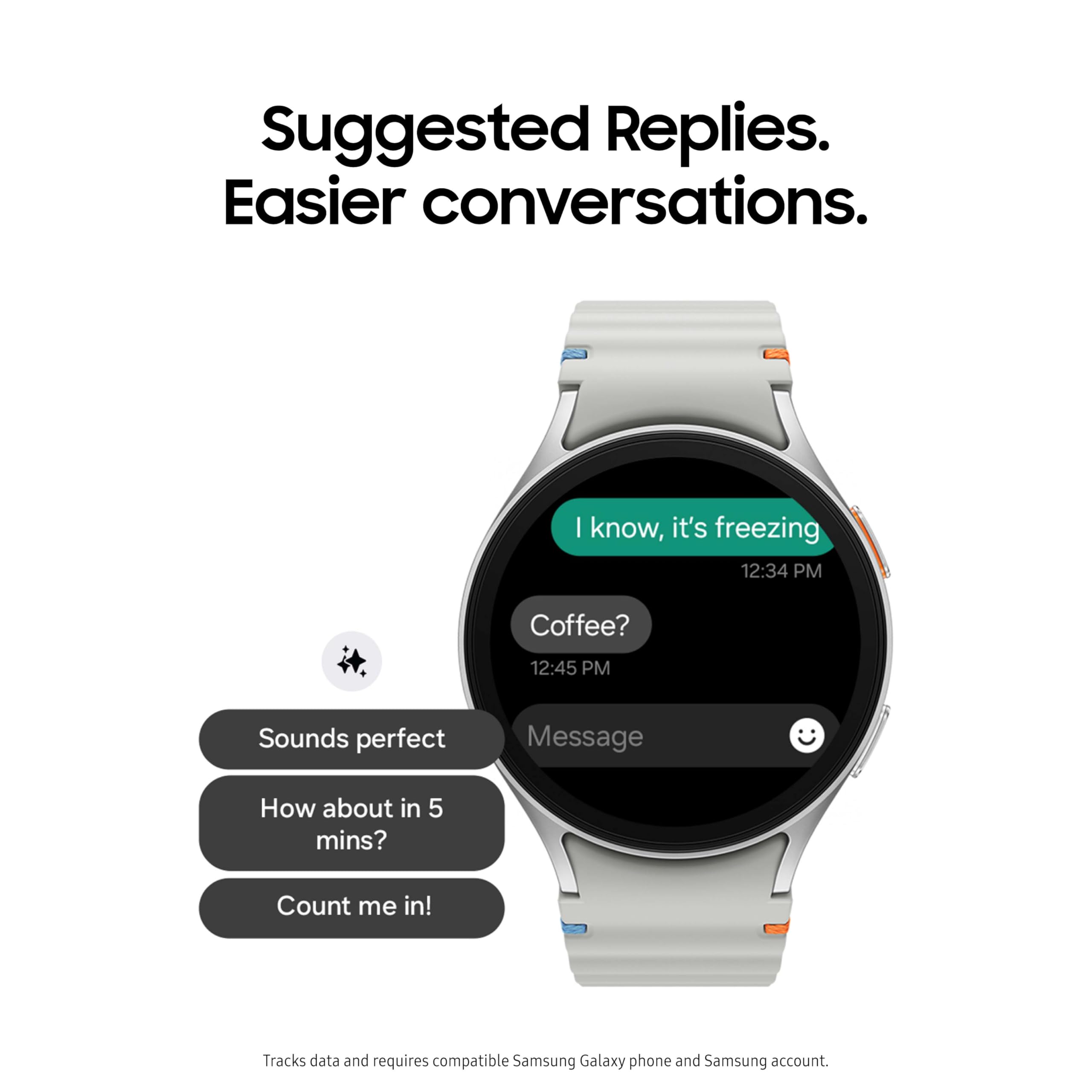 Samsung Galaxy Watch 7 44mm Bluetooth AI Smartwatch w/Energy Score, Wellness Tips, Heart Rate Tracking, Sleep Monitor, Fitness Tracker, 2024, Silver [US Version, 1Yr Manufacturer Warranty]