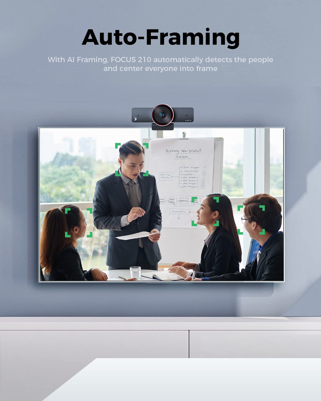 WYRESTORM 4K AI Tracking Conference Webcam, Auto Framing & Presenter Tracking, 120° Wide Angle, Dual Noise Cancelling Mics, Privacy Cover, USB Plug & Play, Zoom Certified for Teams Meeting Rooms