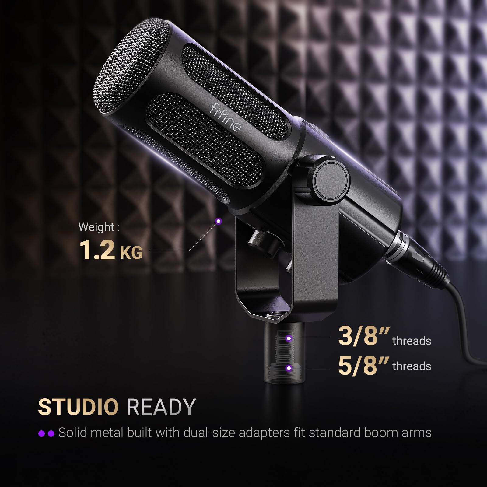 FIFINE Podcast Microphone, USB/XLR Vocal Dynamic Microphone for Streaming, Recording, Broadcast, Content Creator, Studio Microphone for PC with Mute Button, Headphone Monitoring-AmpliTank TANK6