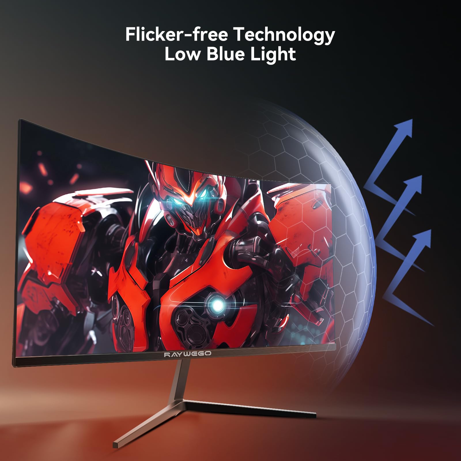 Raywego 24 Inch Curved Gaming Monitor, 200Hz/180Hz, FHD 1080P Computer Monitor, 1ms MPRT, 4000:1 Contrast Ratio, FreeSync, Eye-Care, HDMI, DP, VESA Mount Compatible