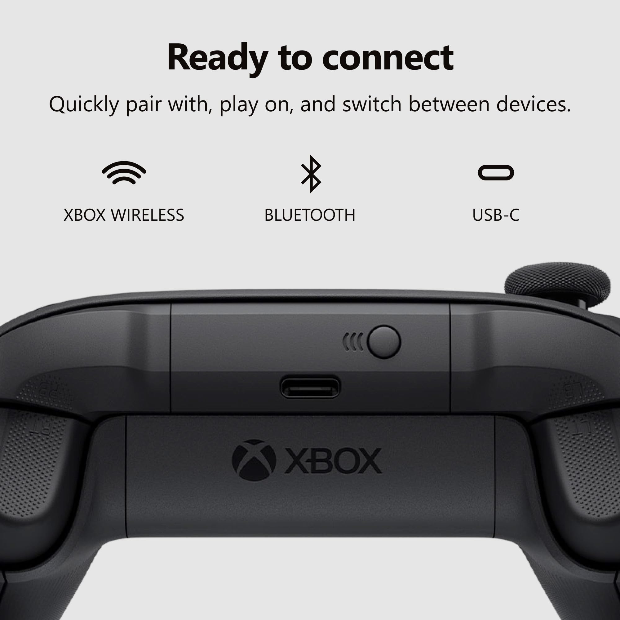 XBOX Wireless Gaming Controller | Carbon Black | Console, PC, & Android | Textured Grip | Wireless, Bluetooth, USB-C Connectivity