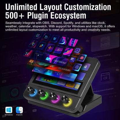 VSDINSIDE Macro Pad, Streaming Deck Stream Controller Soundboard Keypad, Programmable Keys USB Shortcut Keyboard for Gamer Streamer, Audio Mixer for OBS, YouTube, Office Desk Setup, PC, Mac