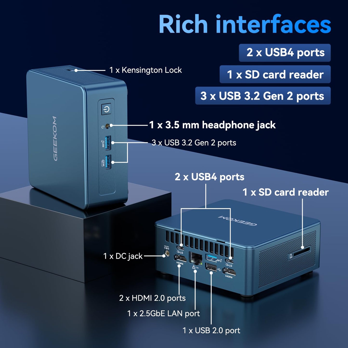 High Speed GEEKOM IT13 Mini PC 2026 with 13th Gen Intel i5-13600H |1TB SSD | 16GB RAM | Windows 11 Pro | 2 X USB4.0(40Gbps) | Quad Display| WiFi 6E |SD Slot | Intel NUC13 Replacement Desktop Computers