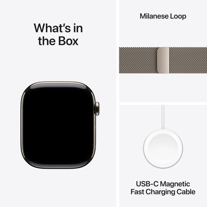 Apple Watch Series 11 [GPS + Cellular 46mm] Smartwatch with Natural Titanium Case with Natural Milanese Loop - M/L. Sleep Score, Fitness Tracker, Health Monitoring, Always-On Display, Water Resistant