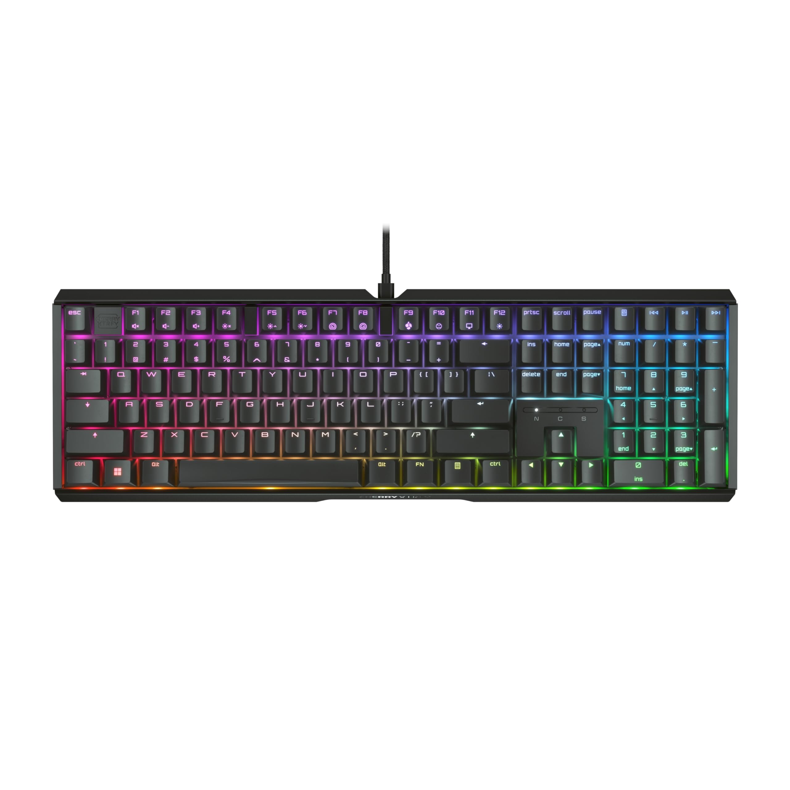 CHERRY XTRFY MX 3.1, Wired Mechanical Gaming Keyboard, Durable Aluminum Housing, RGB Lighting, Integrated Damping Mechanisms, USB-A, MX2A Silent RED Switches, Black