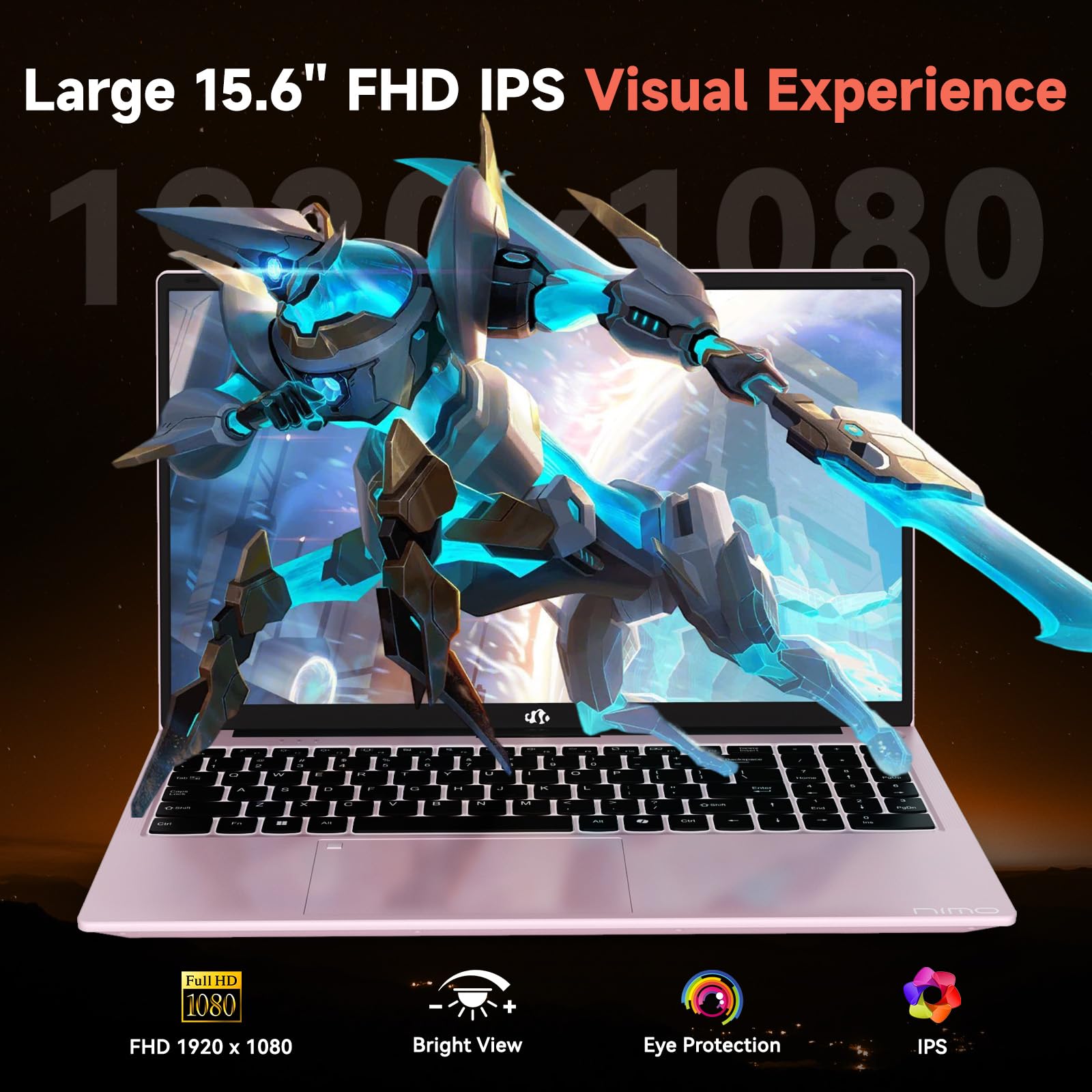 NIMO 15.6" FHD IPS Gaming Laptop, AMD Ryzen 7 7735HS 16GB DDR5 RAM 512GB SSD (8C/16T, Beat i7-12650H) Radeon 680M Graphics, Backlit Keyboard, Fingerprint, 100W PD Computer for Business & Student