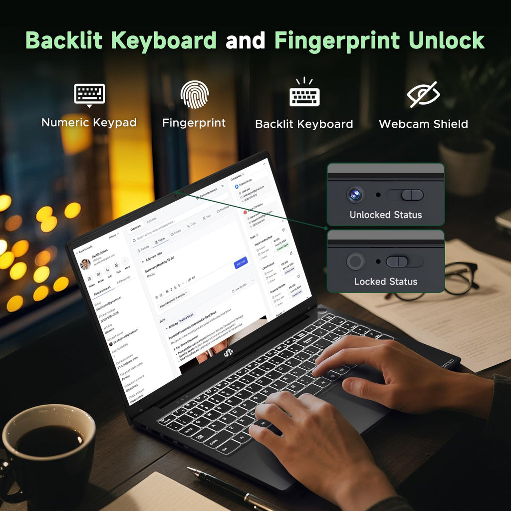 Nimo Laptop Computer, AMD Ryzen 7 7735HS (8C/16T, Beats i7-12700H), 32GB DDR5 RAM 1TB NVMe SSD, 15.6" FHD IPS, Backlit Keyboard Fingerprint Win 11, Business Laptop for College Students & Gaming