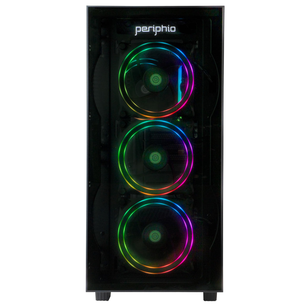 Periphio Terra Gaming PC Computer, AMD Ryzen 5 5600GT up to 4.6GHz with Radeon Vega 7 Graphics, 16GB RAM, 1TB NVMe SSD, WiFi, Windows 11, Black Desktop with RGB Gaming Bundle, 24" Monitor