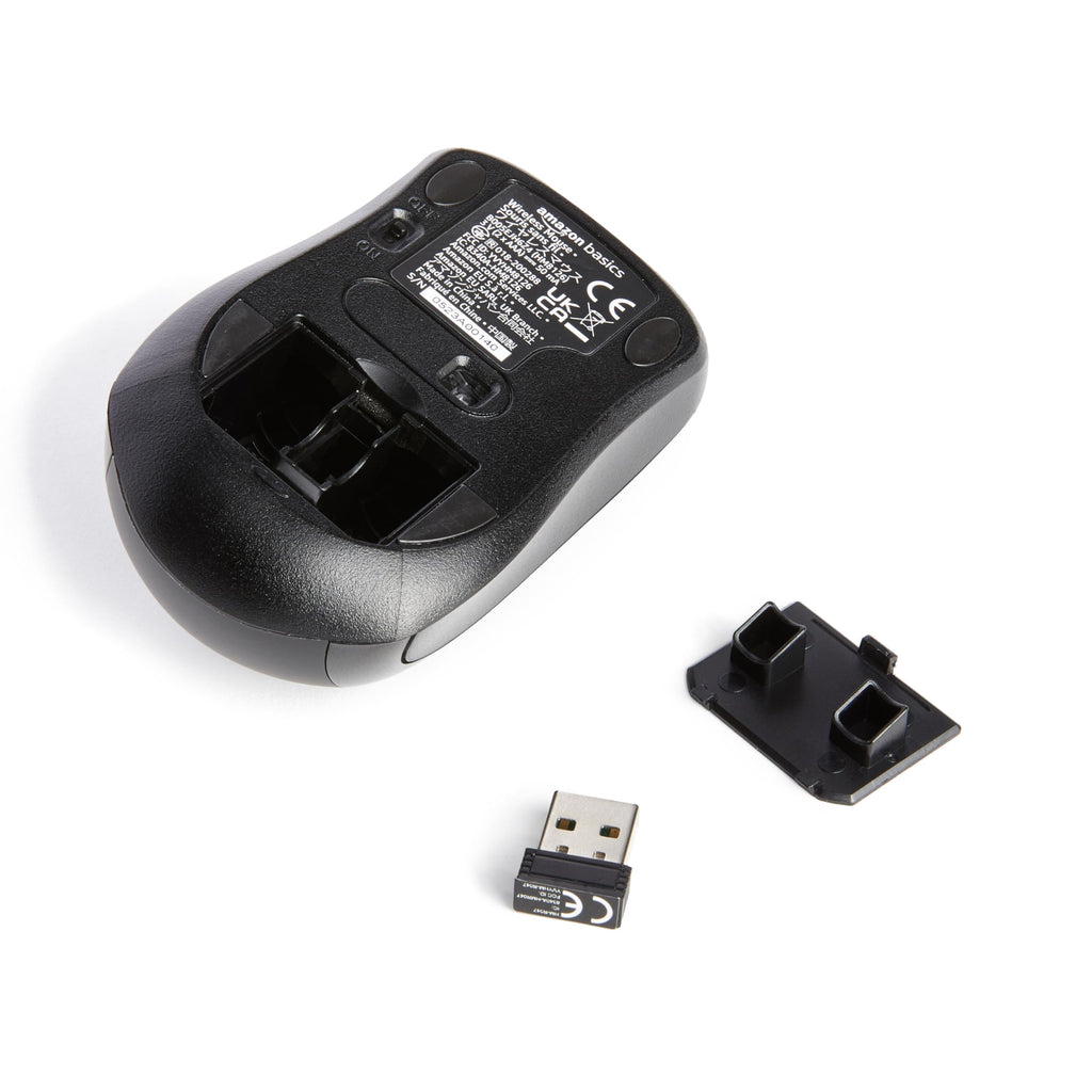 Amazon Basics 2.4 GHz Wireless Optical Computer Mouse with USB Nano Receiver, Portable, No Wires, Smooth Tracking, Multi-Device Compatibility, Black