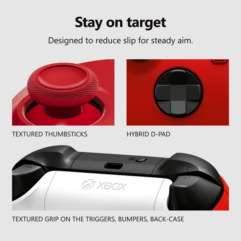 XBOX Wireless Gaming Controller | Pulse Red | Console, PC, & Android | Textured Grip | Wireless, Bluetooth, USB-C Connectivity