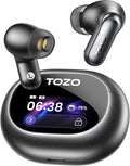 TOZO NC20 Pro Active Noise Cancelling Wireless Earbuds with Smart Touch Screen, LDAC Hi-Res Audio, Stereo Bass, 6 Mics AI Call Ear Buds, 80H Playtime, IPX8 Waterproof, 32 EQ via App, Wireless Charging
