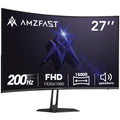 Amzfast 27 inch 200Hz Curved Gaming Monitor, FHD 1080p with Built-in Speakers, FreeSync, MPRT 1ms, 130% sRGB, 3000:1, 1500R, VESA Mount, HDMI 2.0&DP 1.4, 12 Months Warranty Exchange, AMZG27C1