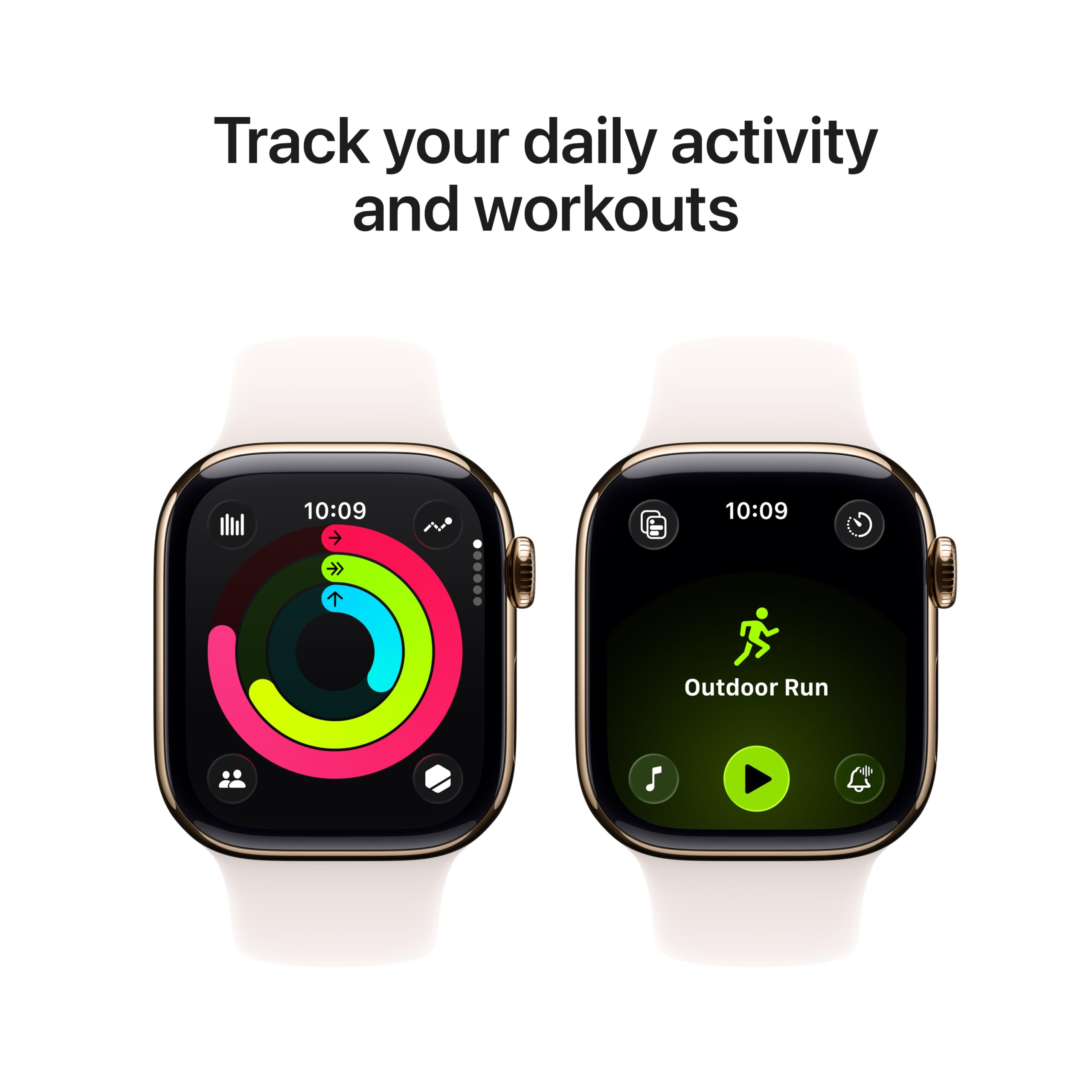 Apple Watch Series 11 [GPS + Cellular 42mm] Smartwatch with Gold Titanium Case with Light Blush Sport Band - S/M. Sleep Score, Fitness Tracker, Health Monitoring, Always-On Display, Water Resistant