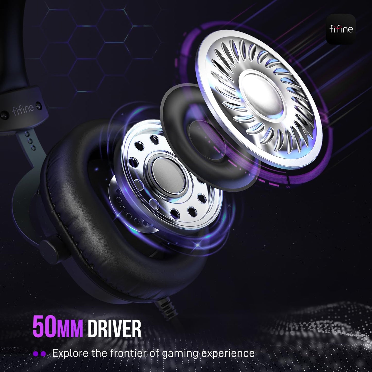 FIFINE Wired Gaming Headset, Gamer Headset with 3.5mm and USB Dual Connectivity, 7.1 Surround Sound, Tuned 50mm Drivers, Detachable Mic, Over-Ear Headphones for PC/PS5/Xbox, Black-AmpliGame H9