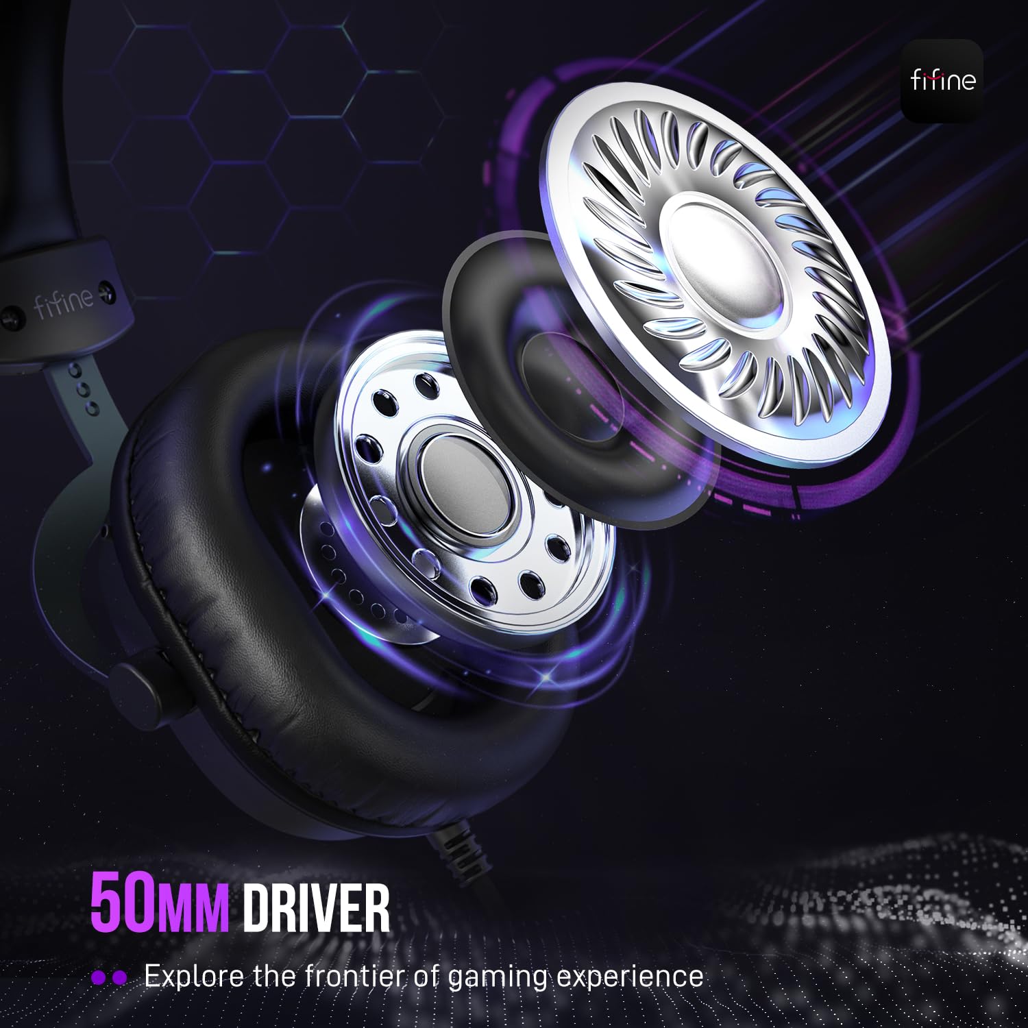 FIFINE Wired Gaming Headset, Gamer Headset with 3.5mm and USB Dual Connectivity, 7.1 Surround Sound, Tuned 50mm Drivers, Detachable Mic, Over-Ear Headphones for PC/PS5/Xbox, Black-AmpliGame H9