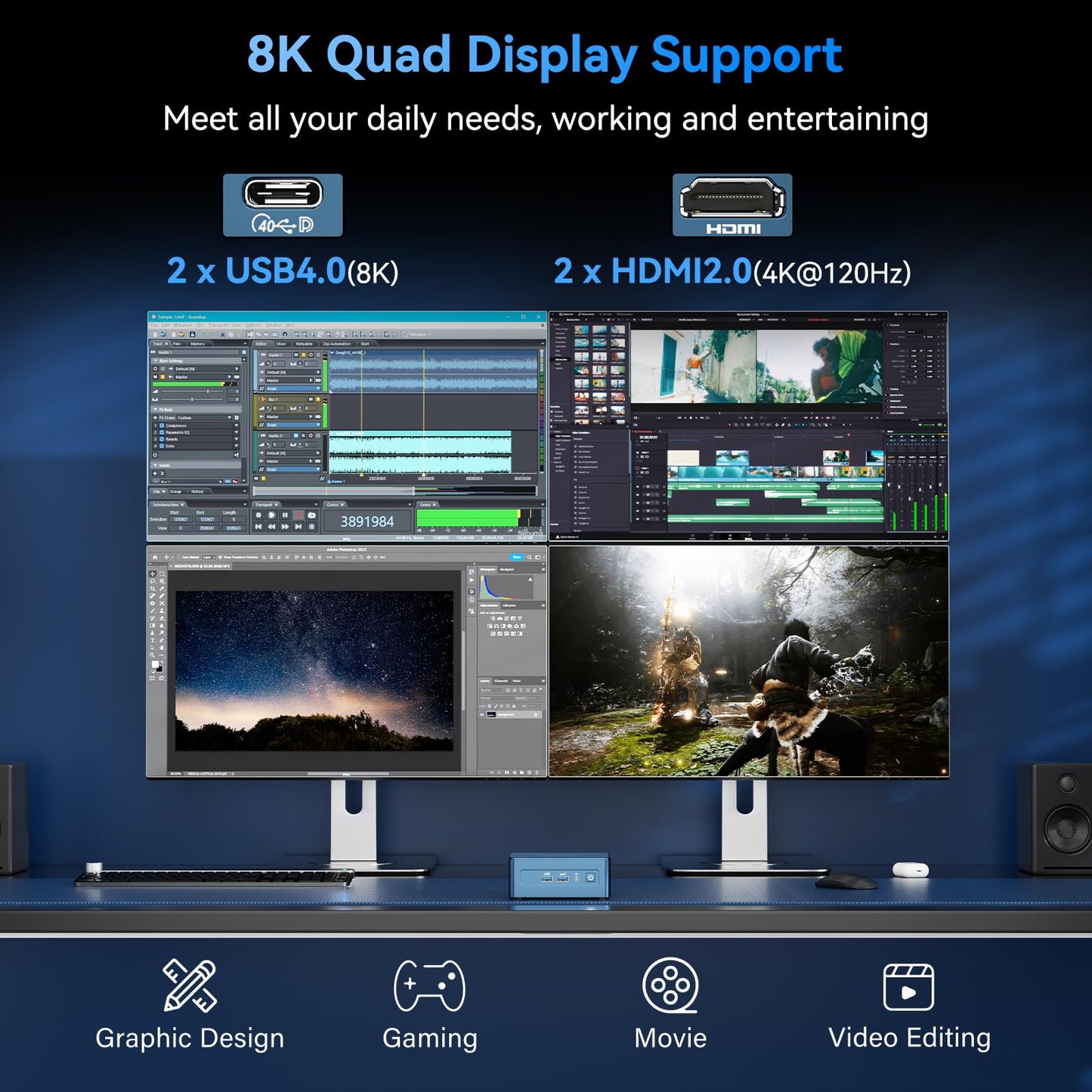High Speed GEEKOM IT13 Mini PC 2026 with 13th Gen Intel i5-13600H |1TB SSD | 16GB RAM | Windows 11 Pro | 2 X USB4.0(40Gbps) | Quad Display| WiFi 6E |SD Slot | Intel NUC13 Replacement Desktop Computers