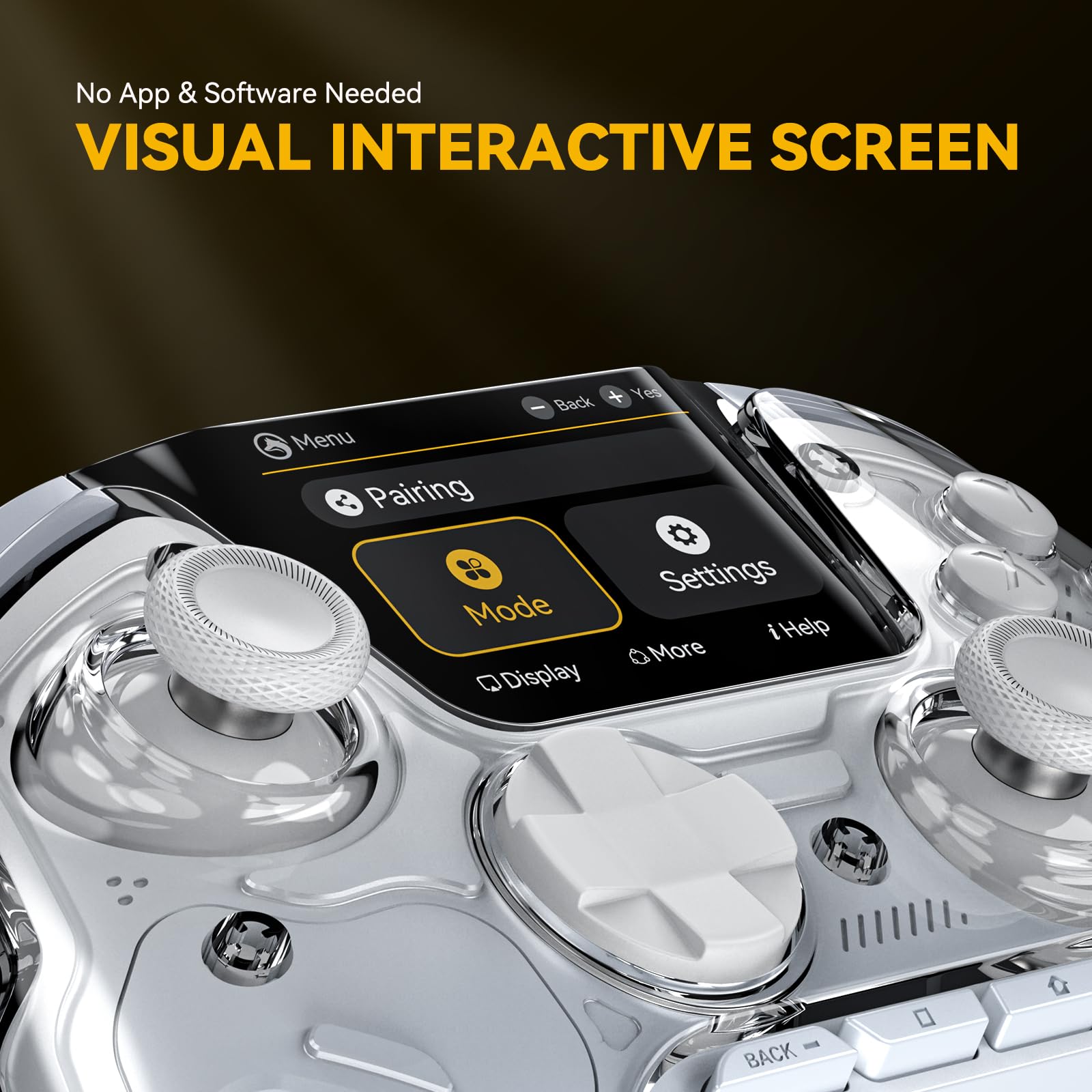 ManbaOne Interactive Screen Wireless Gaming Controller for PC/Switch/Switch 2/iOS/Android,Hall Effect Stick & Trigger,RGB Lighting,Remappable Buttons,1800mAh with Charging Dock (White)