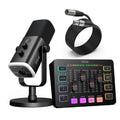 FIFINE Gaming Equipment Bundle, Dynamic XLR/USB Gaming Microphone Set with Streaming Audio Mixer for Podcast Recording Video Vocal, RGB Gamer Set with Volume Fader/XLR Interface for PC-AmpliGame KS5