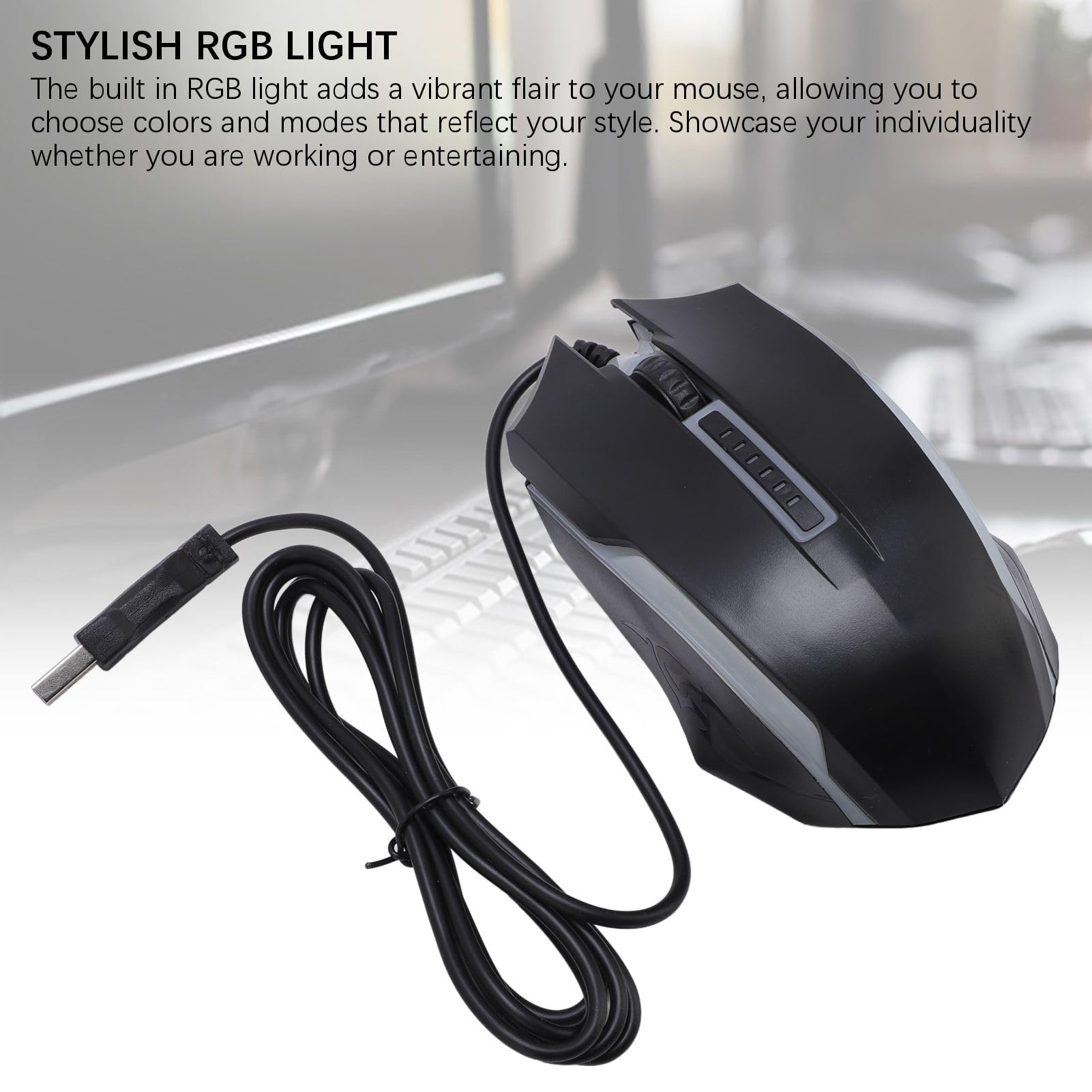 RGB Gaming Mouse, Wired USB Computer Mouse with Colorful Lighting, Ambidextrous Comfortable Grip for PC, Laptop, Office & Starter Gaming, 1200 DPI