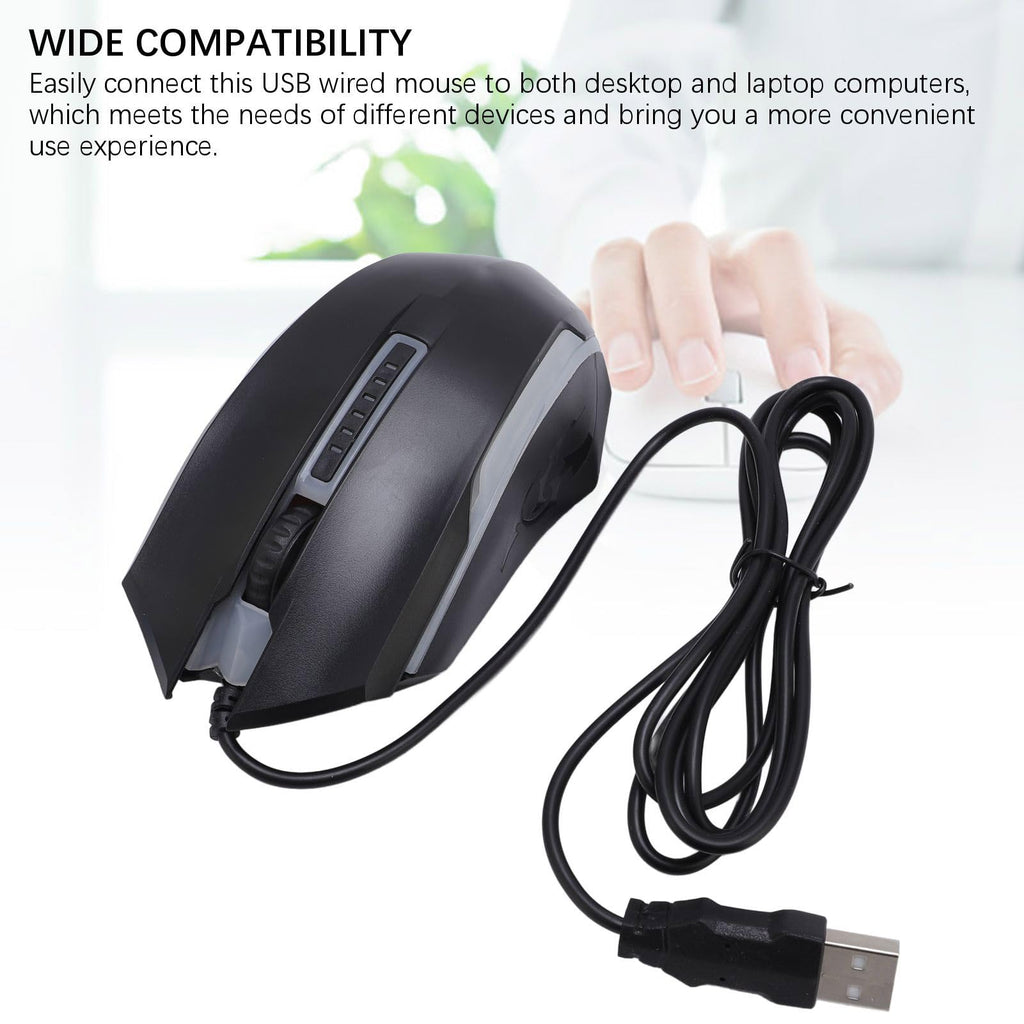 RGB Gaming Mouse, Wired USB Computer Mouse with Colorful Lighting, Ambidextrous Comfortable Grip for PC, Laptop, Office & Starter Gaming, 1200 DPI