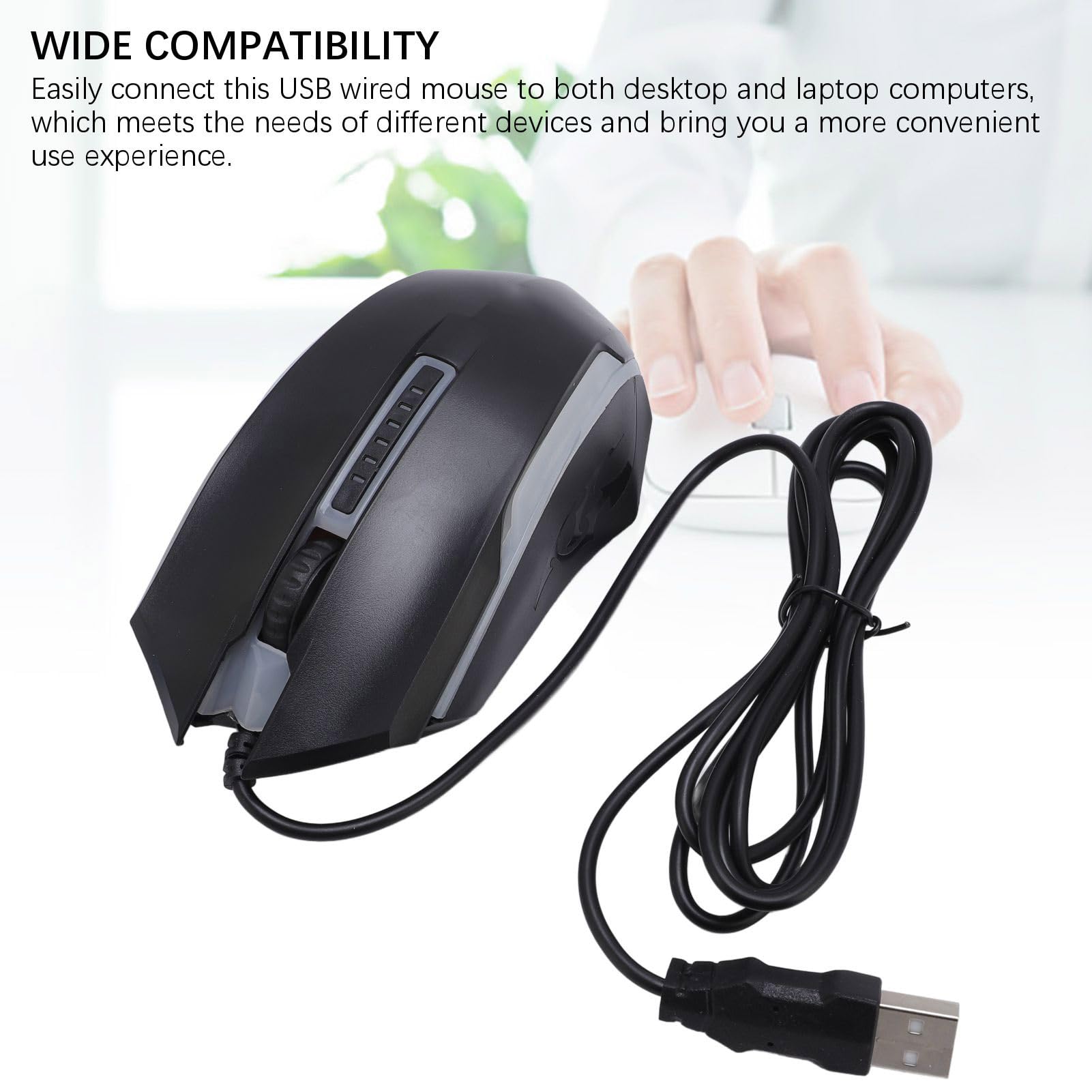 RGB Gaming Mouse, Wired USB Computer Mouse with Colorful Lighting, Ambidextrous Comfortable Grip for PC, Laptop, Office & Starter Gaming, 1200 DPI