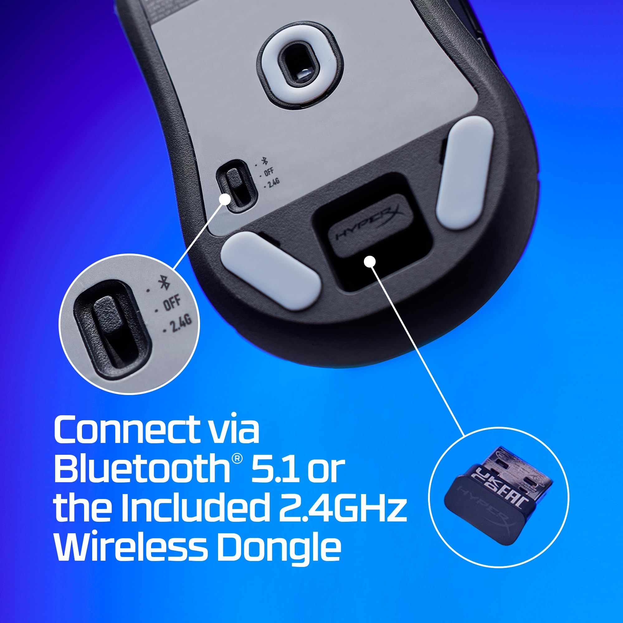 HyperX Pulsefire Haste 2 Mini – Wireless Gaming Mouse for PC Compact Lightweight Bluetooth 2.4GHz Black