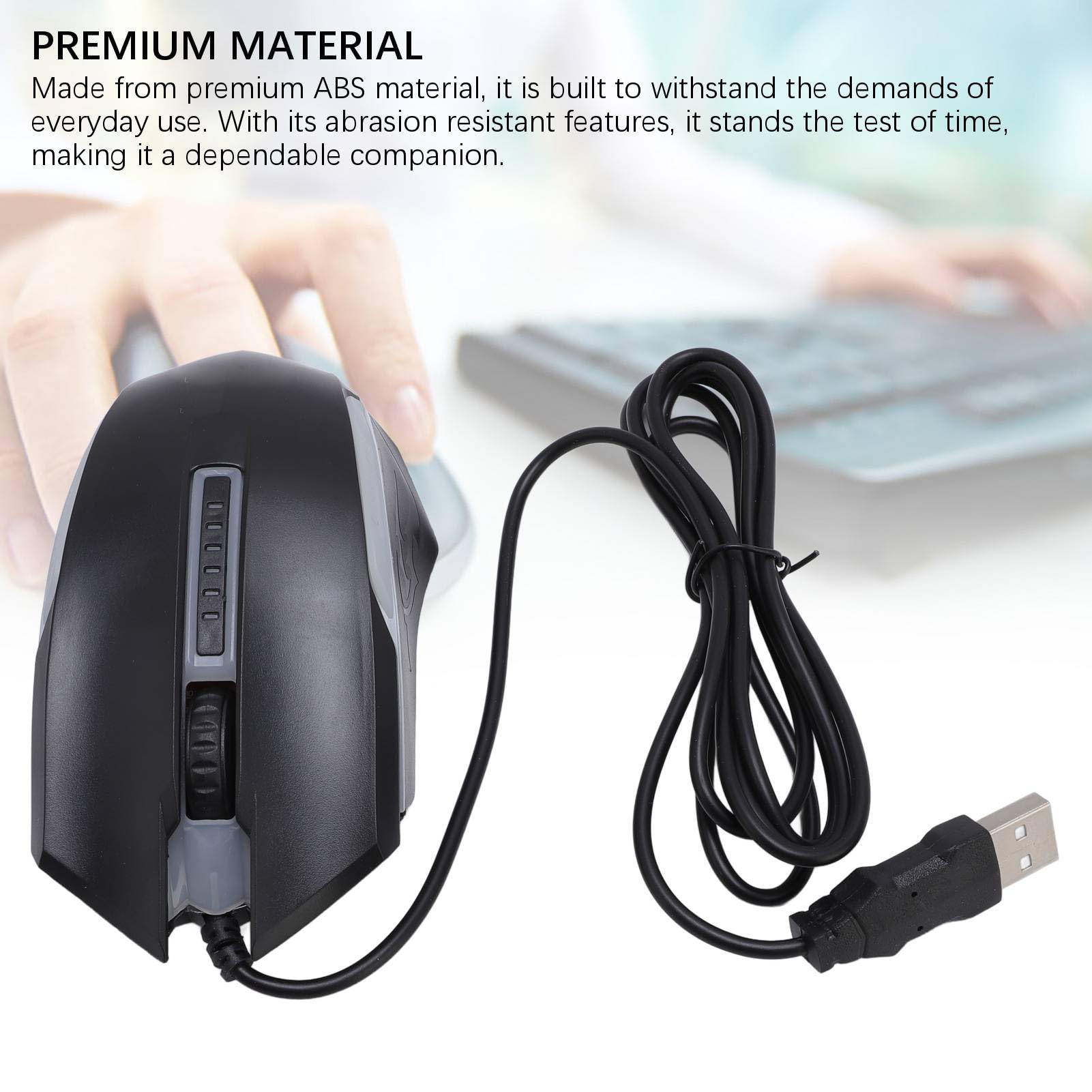 RGB Gaming Mouse, Wired USB Computer Mouse with Colorful Lighting, Ambidextrous Comfortable Grip for PC, Laptop, Office & Starter Gaming, 1200 DPI