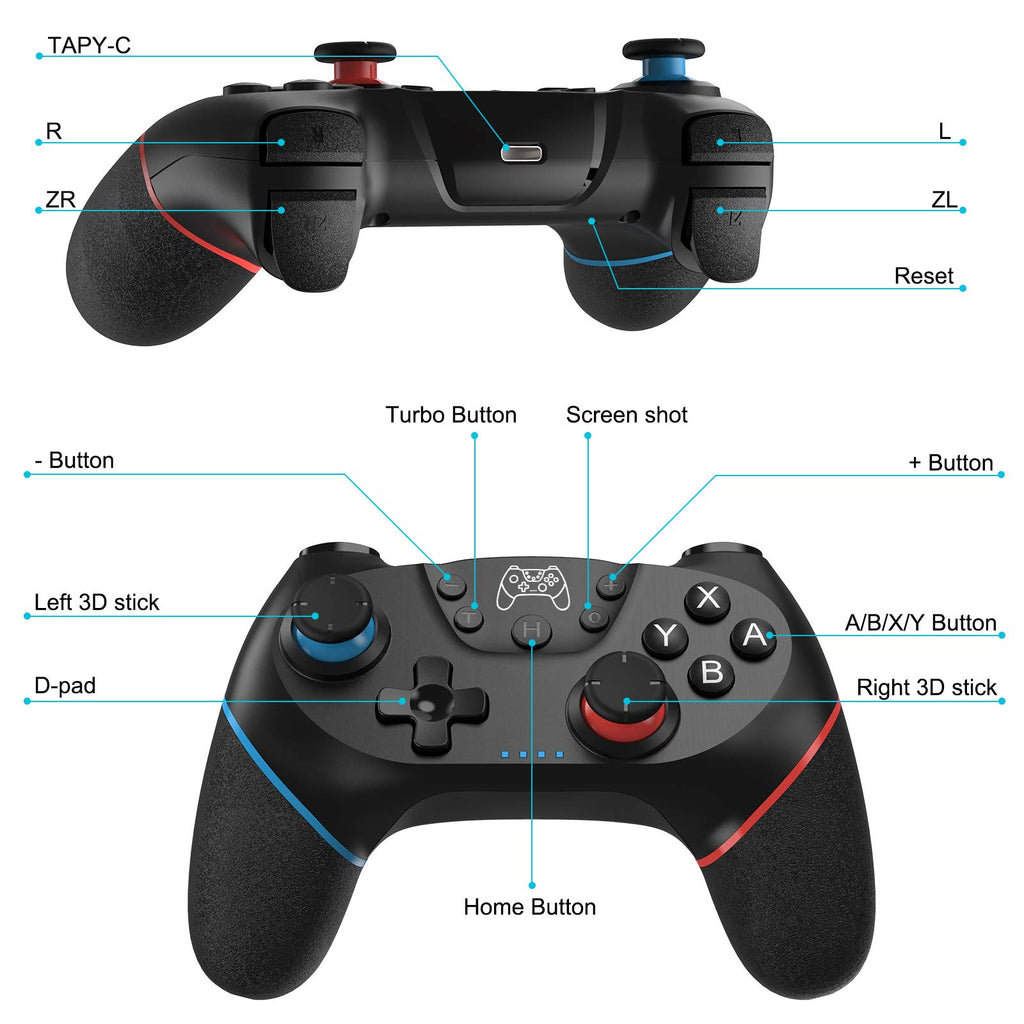 Diswoe Hall Effect Switch Controller, Wireless Pro Controller for Switch 1/OLED/Lite & Switch 2, Anti-Drift Remote with One-Key Wake-up, Zero Latency, Turbo, Dual Vibration, Black