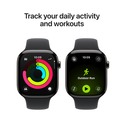 Apple Watch Series 11 [GPS + Cellular 46mm] Smartwatch with Slate Titanium Case with Black Sport Band - M/L. Sleep Score, Fitness Tracker, Health Monitoring, Always-On Display, Water Resistant