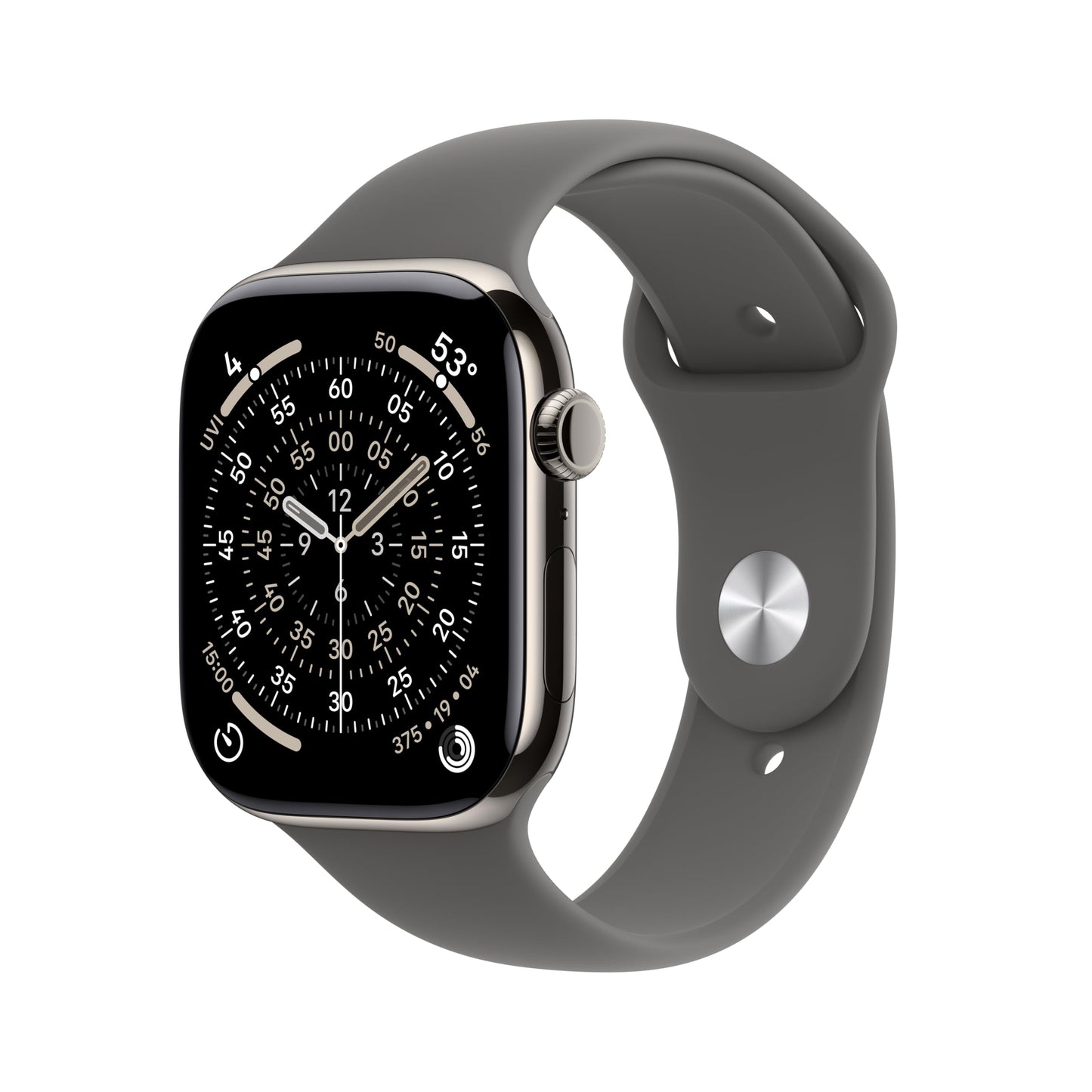 Apple Watch Series 11 [GPS + Cellular 46mm] Smartwatch with Natural Titanium Case with Stone Gray Sport Band - M/L. Sleep Score, Fitness Tracker, Health Monitoring, Always-On Display, Water Resistant