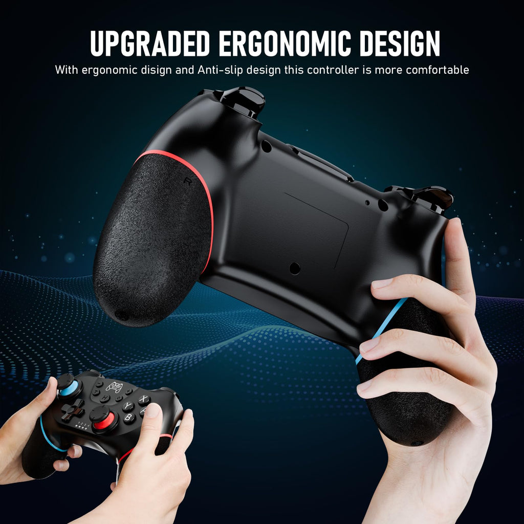Diswoe Hall Effect Switch Controller, Wireless Pro Controller for Switch 1/OLED/Lite & Switch 2, Anti-Drift Remote with One-Key Wake-up, Zero Latency, Turbo, Dual Vibration, Black