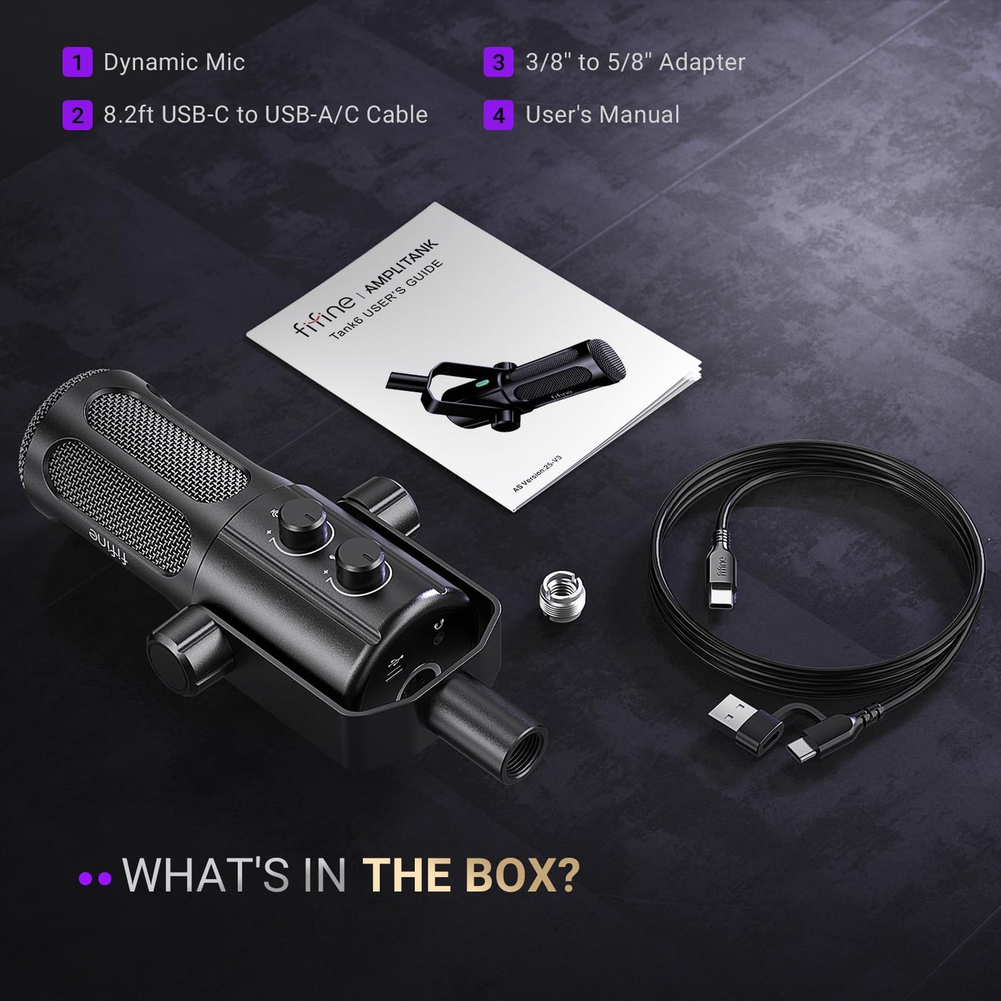 FIFINE Podcast Microphone, USB/XLR Vocal Dynamic Microphone for Streaming, Recording, Broadcast, Content Creator, Studio Microphone for PC with Mute Button, Headphone Monitoring-AmpliTank TANK6