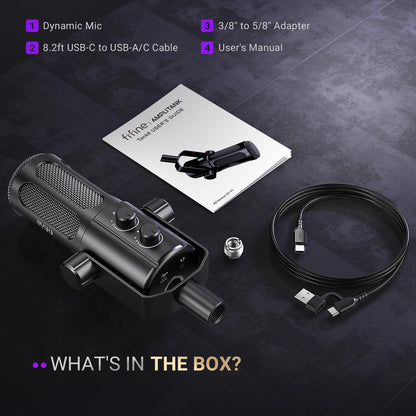 FIFINE Podcast Microphone, USB/XLR Vocal Dynamic Microphone for Streaming, Recording, Broadcast, Content Creator, Studio Microphone for PC with Mute Button, Headphone Monitoring-AmpliTank TANK6