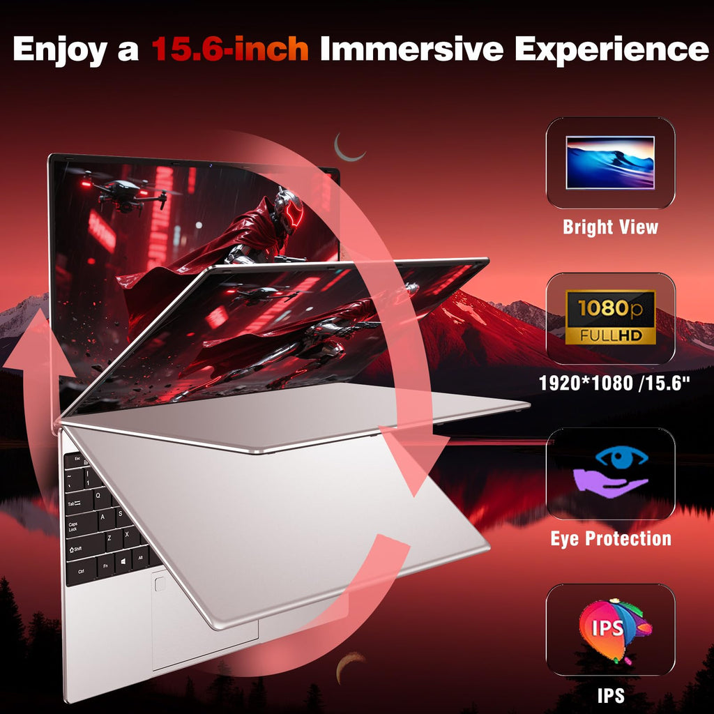 NAIKLULU Gaming Laptop Computer, Lap Top PC 2026 Window 11 pro, 16GB RAM 1TB SSD, Ryzen 5 7430U (up to 4.3Ghz, Beat 5700U), Backlit Keyboard, IPS 1920 * 1080 FHD Display, WiFi 5, BT5.0, Fingerprint