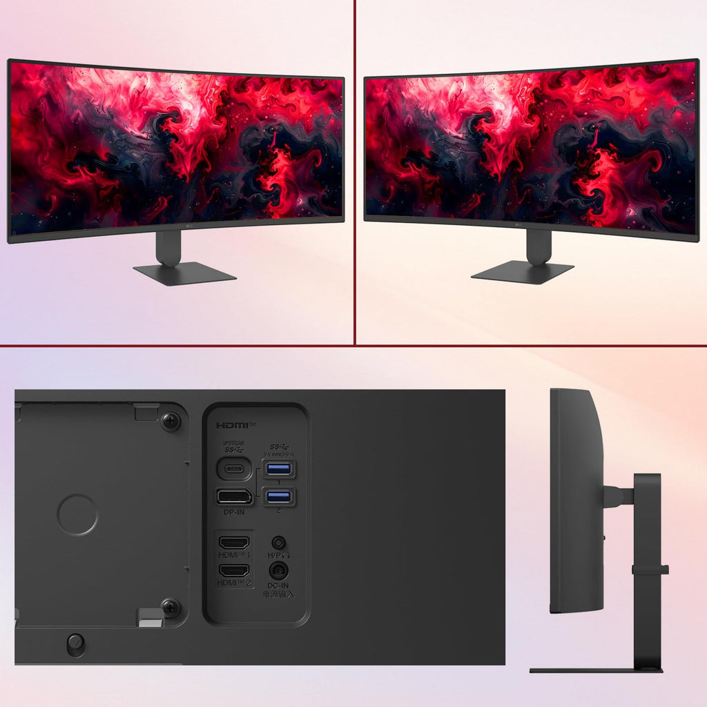 LG 34 Inch UltraWide Curved Monitor, WQHD (3440 x 1440), 144Hz, AMD FreeSync Premium, HDR10, 99% sRGB, Dual Controller (KVM Switch), USB Type-C, HDMI, DisplayPort, Height/Tilt Adjustable Stand, Black