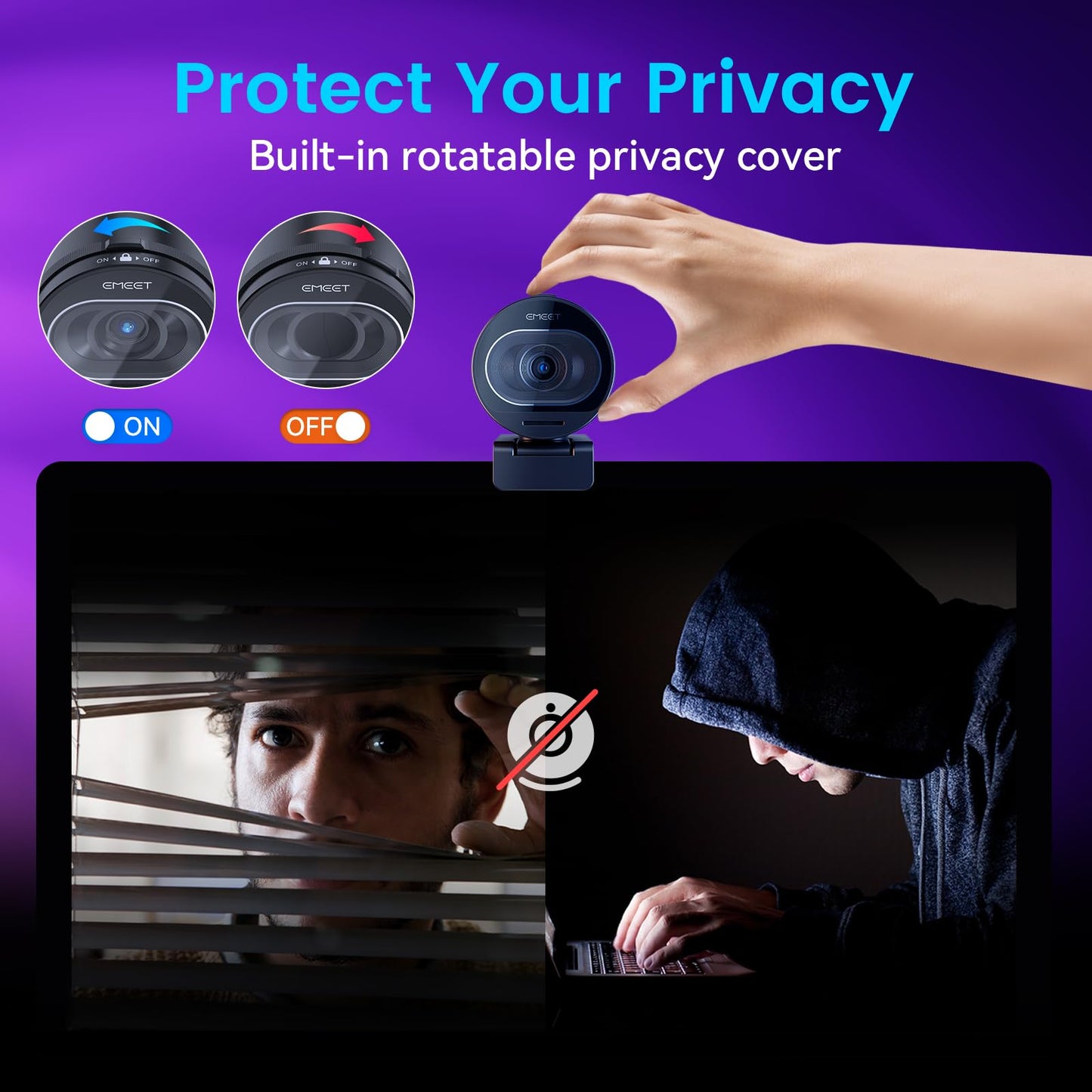 EMEET S600 webcam 4K for streaming with Sony sensor, PDAF autofocus, 1080p/60FPS, noise reduction microphones and privacy cap.