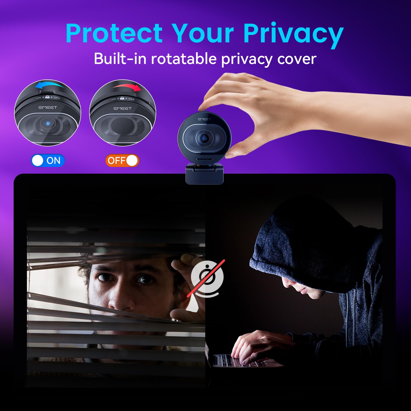 EMEET S600 webcam 4K for streaming with Sony sensor, PDAF autofocus, 1080p/60FPS, noise reduction microphones and privacy cap.