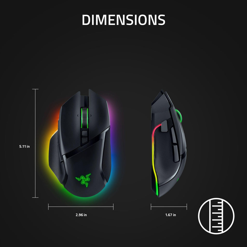 Razer Basilisk V3 Pro Wireless Gaming Mouse: HyperScroll Tilt Wheel - 30K DPI Optical Sensor - Gen-3 Optical Switches - 13-Zone Chroma RGB - 13 Programmable Controls - 3 Connection Modes - Black