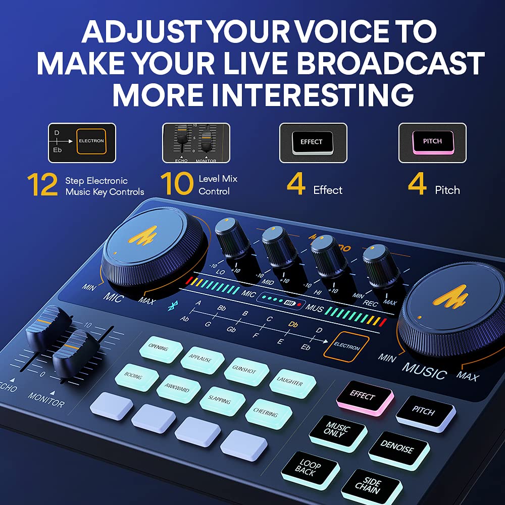 MAONO Podcast Equipment Bundle Audio mixer All-in-One Podcast Production Studio with 3.5mm Microphone for Live Streaming, Podcast Recording, PC, Smartphone, DJ MaonoCaster Lite (AU-AM200-S6 Black)